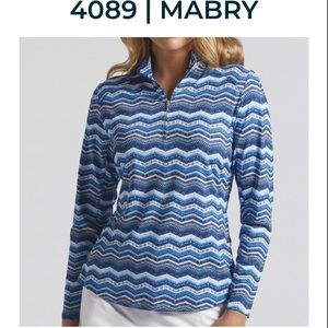 NWT Bermuda Sands Apparel Women's Blue Zigzag Sun Protection Top.